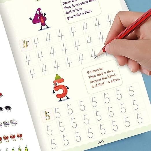 Sank Magic Practice Copybook Set (4 Books + Pen + Grip + 10 Refills)